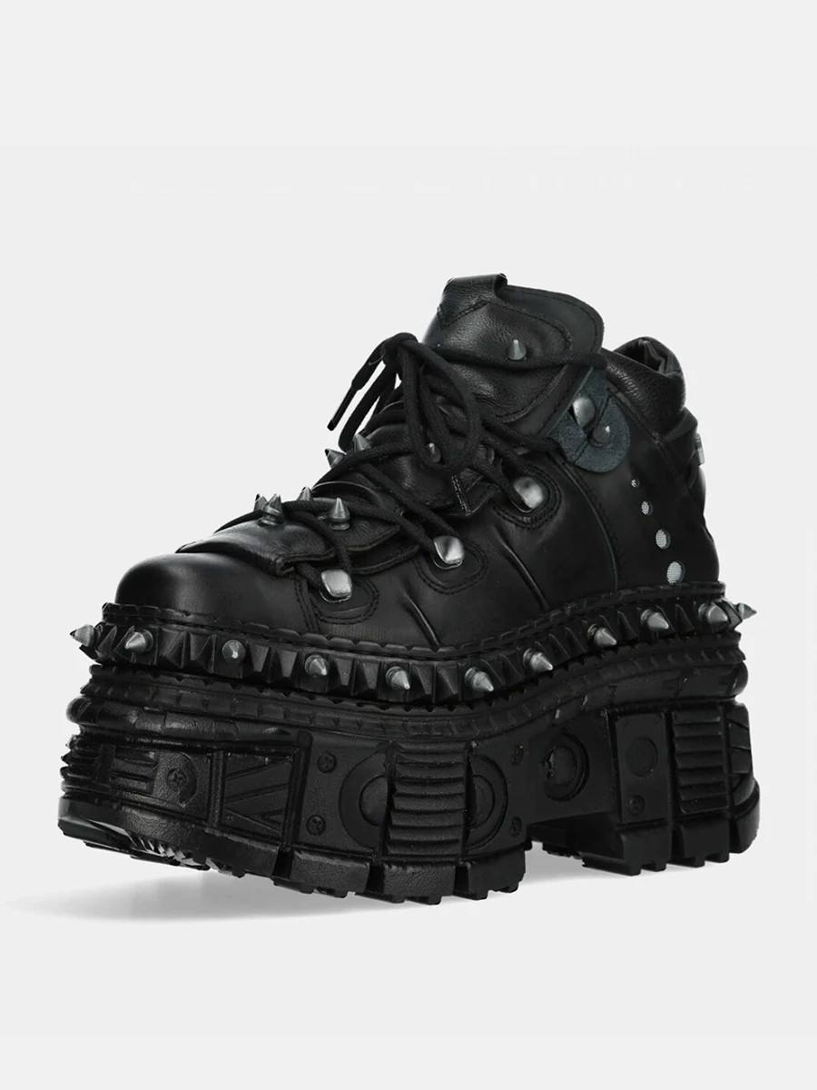 Punk Style Men’s Couple Heel Height Platform Shoes Gothic Ankle Rock Boots Black