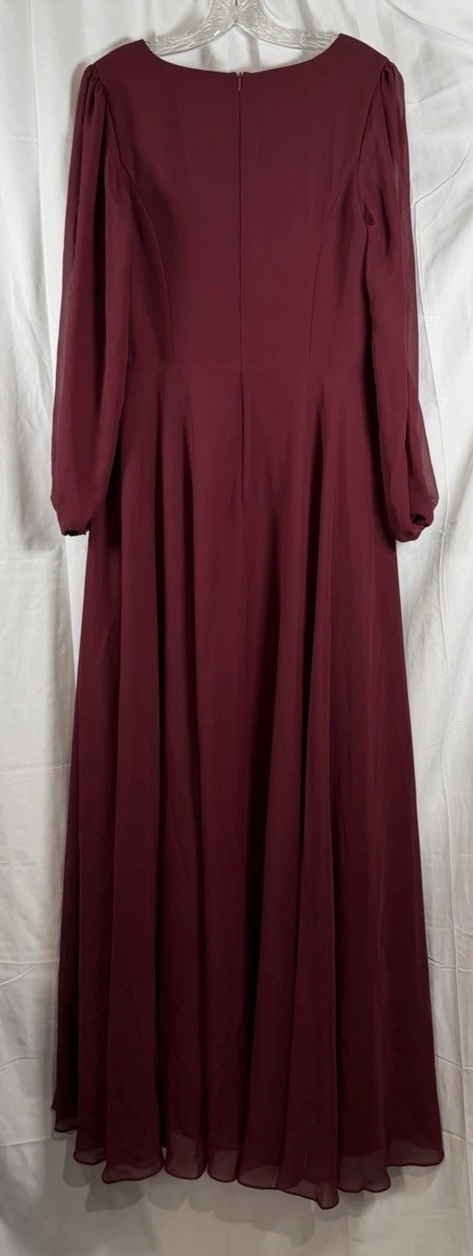 JJ’S House A Line V-Neck Full Length Chiffon Burgandy Mother Of The Bride
