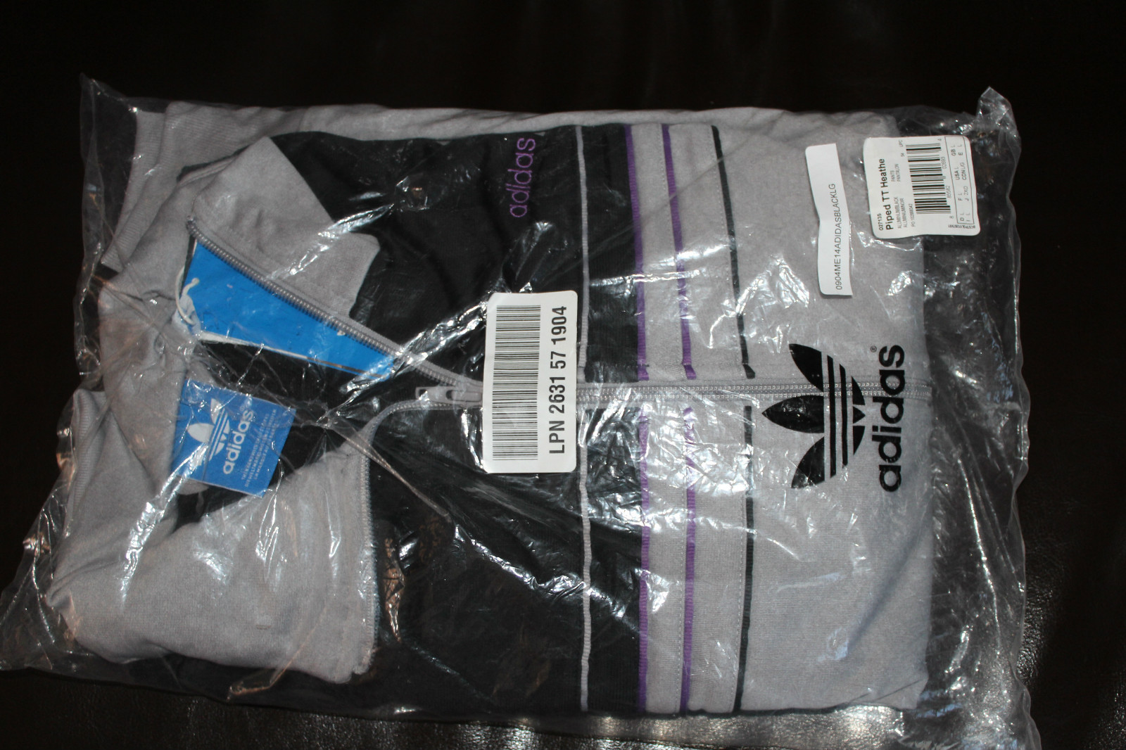 ADIDAS ORIGINALS PIPING THROWBACK TRACK TOP BLACK/ALUMINIUM HEATHER/ROYAL#MD $70