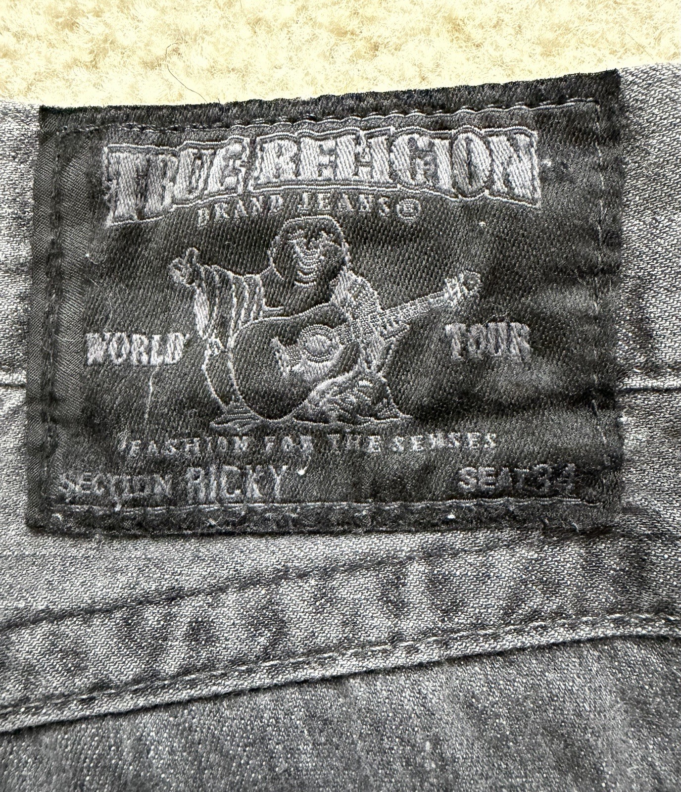 True Religion Mens 32 World Tour Section Ricky Seat 34 Denim Jeans Pants