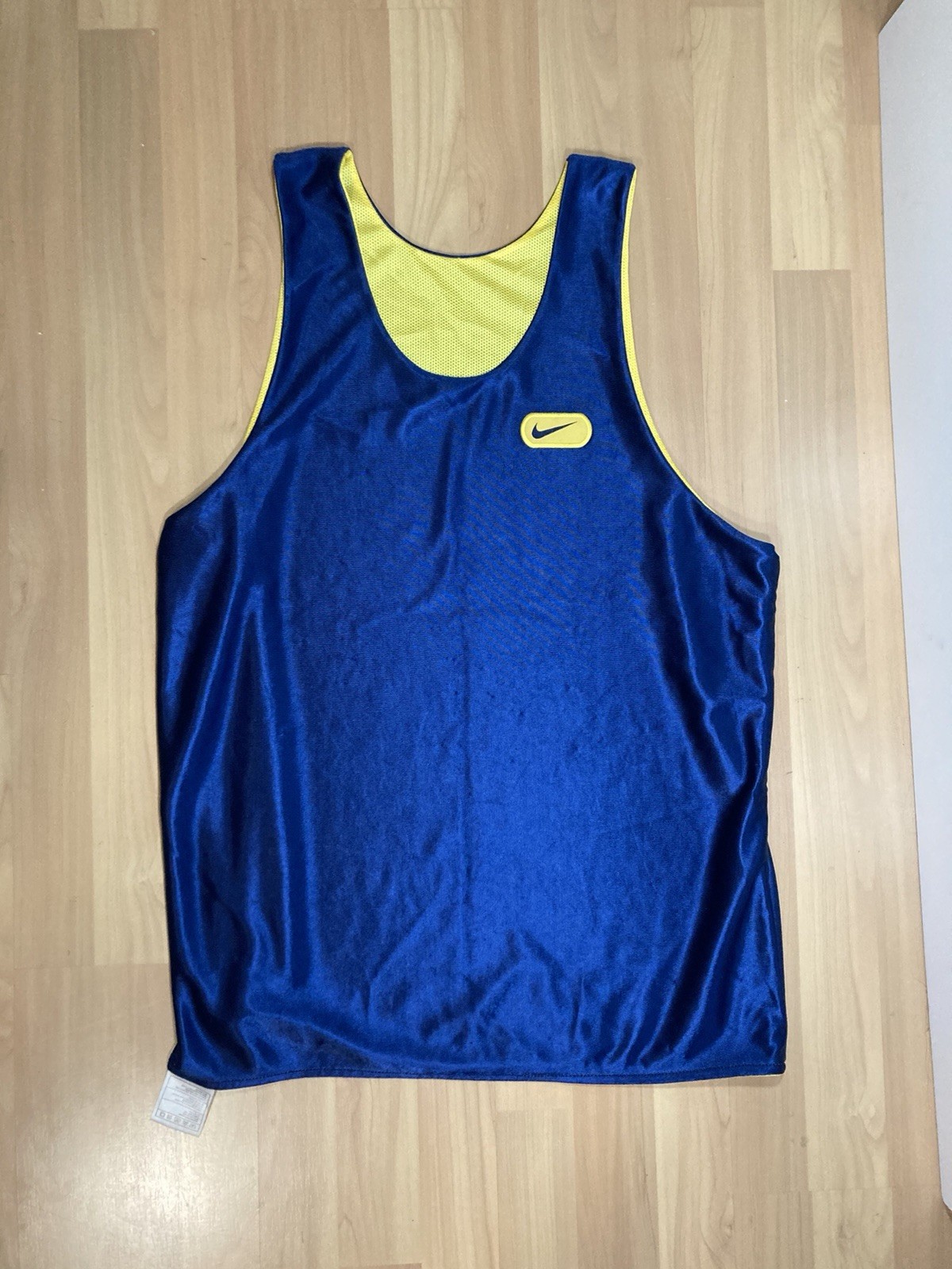 Vintage 90s Nike Basketball Jersey Tank Top M Silky Shiny White Tag Reversible