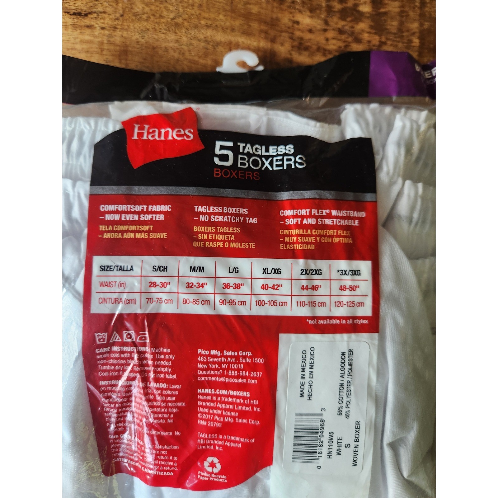Hanes Mens 5 Pack Tagless Boxers