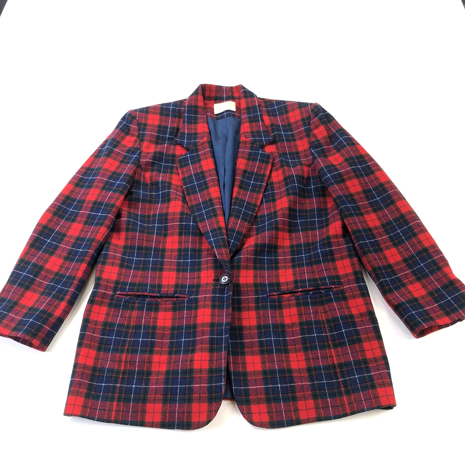 Pendleton 100% Virgin Wool 10 Plaid Single Button Blazer Jacket Plaid Red MINT