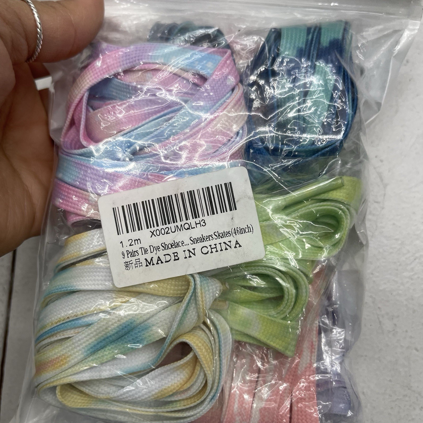9 Pack Multicolored Tie Dye Shoelaces For Sneakers Or Skates Unisex Adults 46in