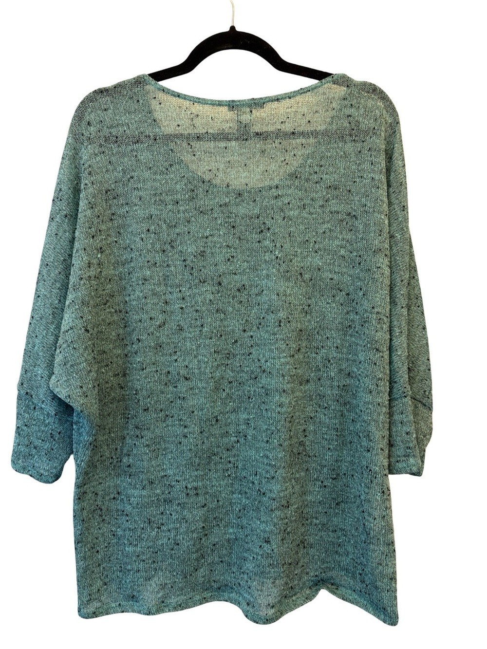 Alfani Lightweight Knit Sweater Shirt Blue Teal Speckled Relaxed Fit Size Large