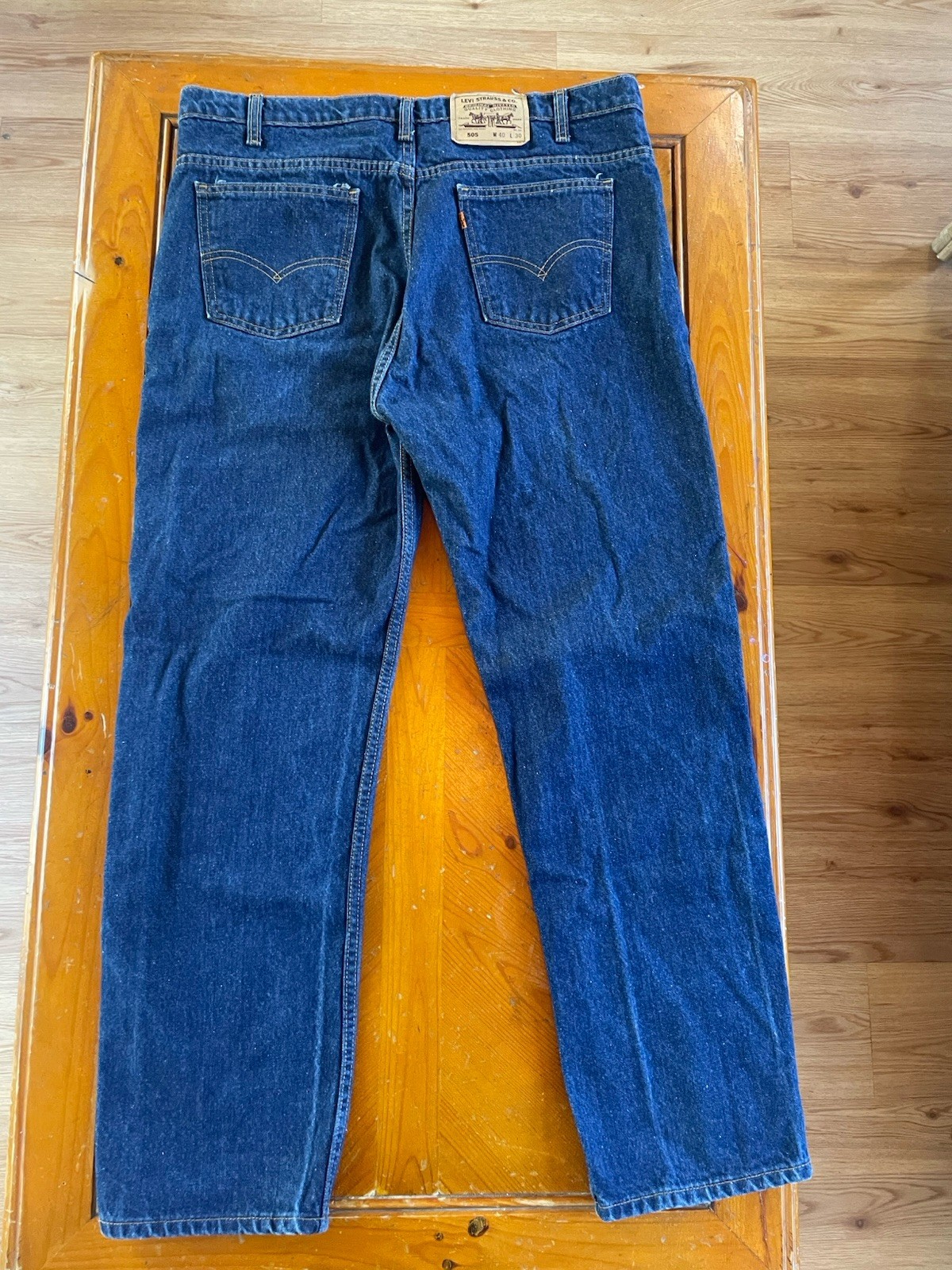 Vintage 80s Levis 505 Orange Tab Jeans Indigo Dark Denim 40×30 Made in USA