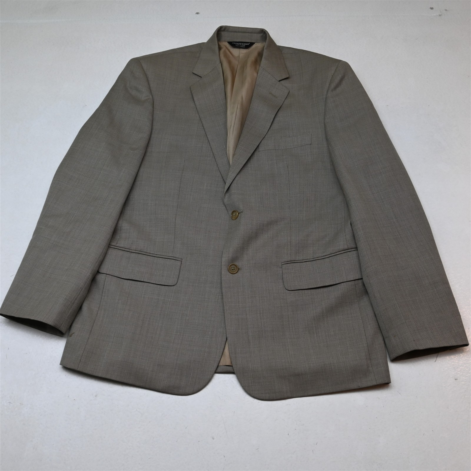 Pronto Uomo 42R Tan Brown 100% Wool Birdseye Mens Blazer Suit Jacket Sport Coat