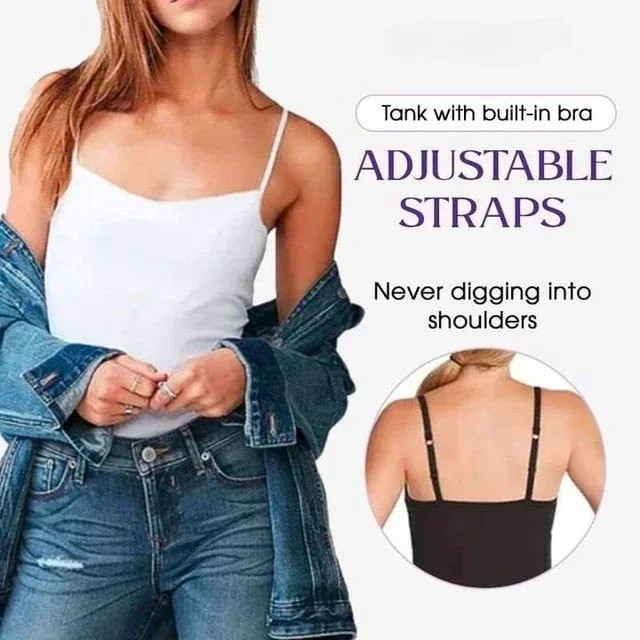 Share Women’s Camisole with Built in Shelf Bra Spaghetti Strap-Vest Padded Tank