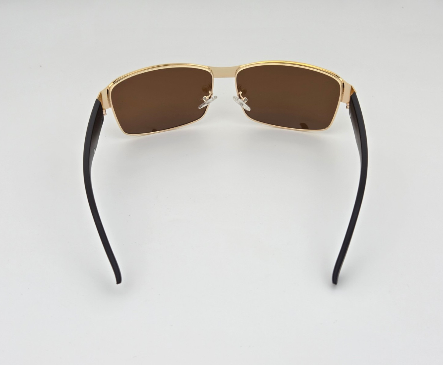 Polarized Mercedes Metal Rectangle Sunglasses Gold Frame Brown Lens MB32