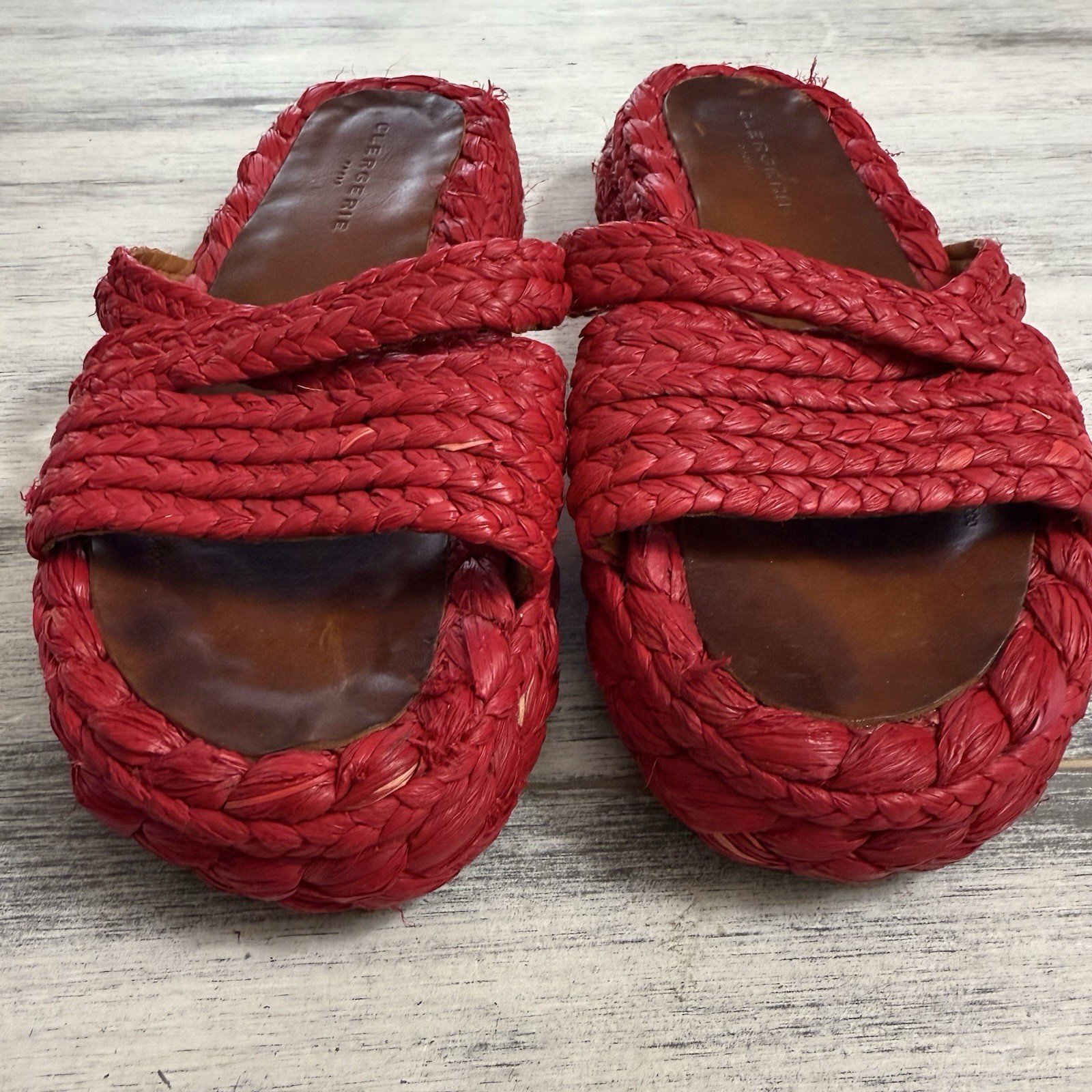 Robert Clergerie Womens Raffia Idalie Sandals Tan Woven Platform size 38
