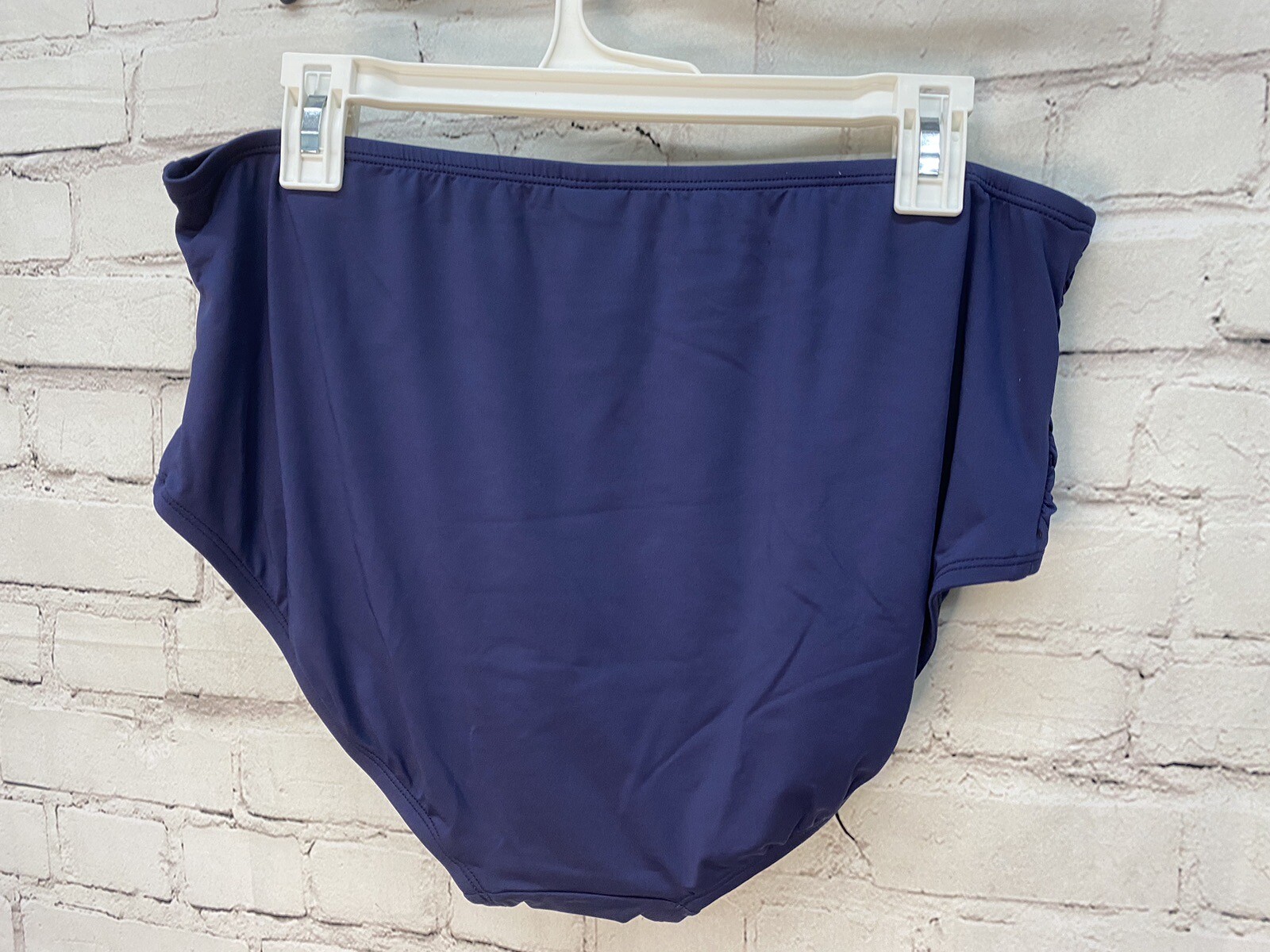 Women’s Shirred High Coverage High Waist Bikini Bottom Kona Sol Blue Size XLarge