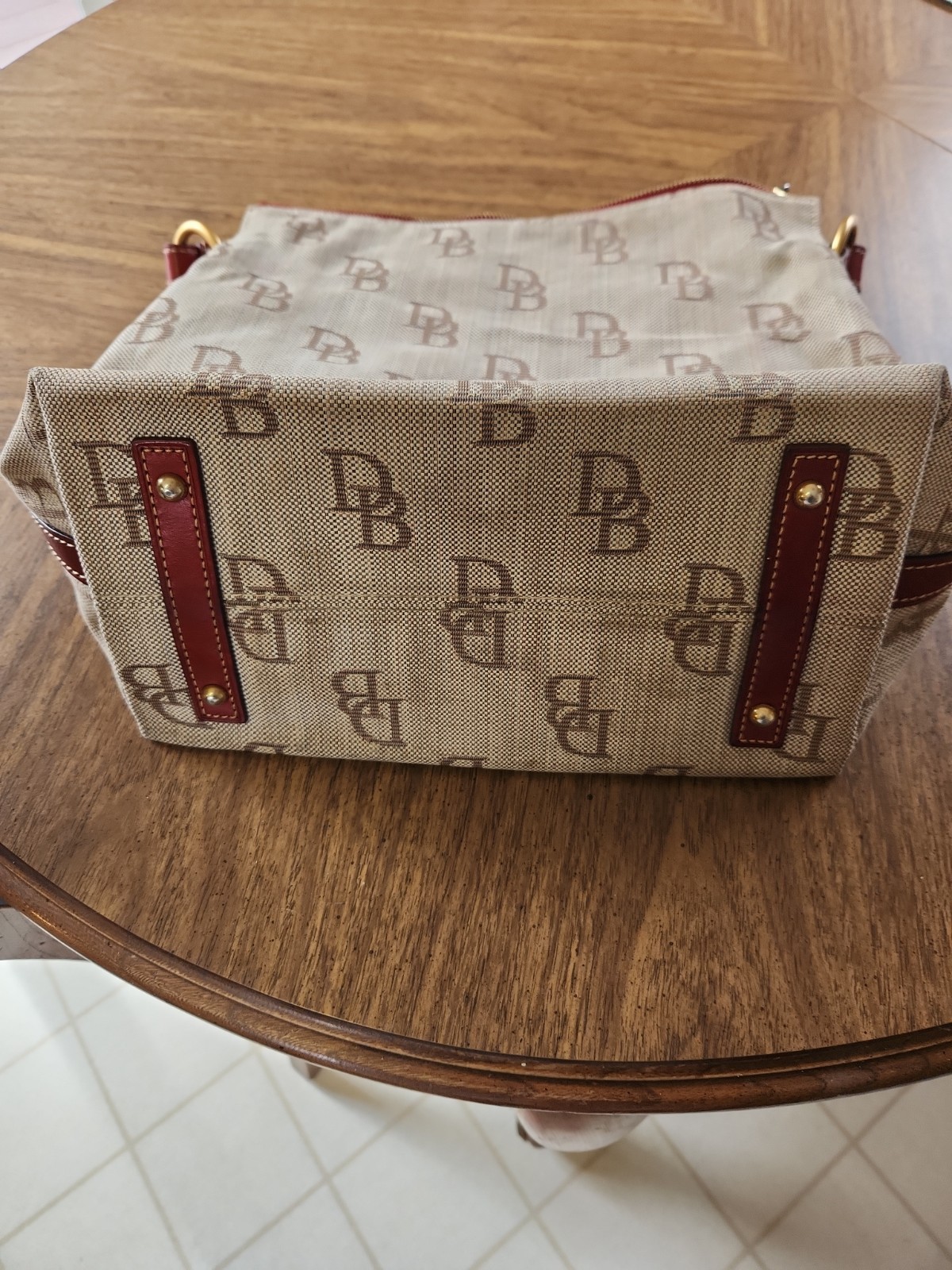Nice Dooney & Bourke Shoulder Bag Tan Brown Florentine Jacquard Zip Slouchy Y2K