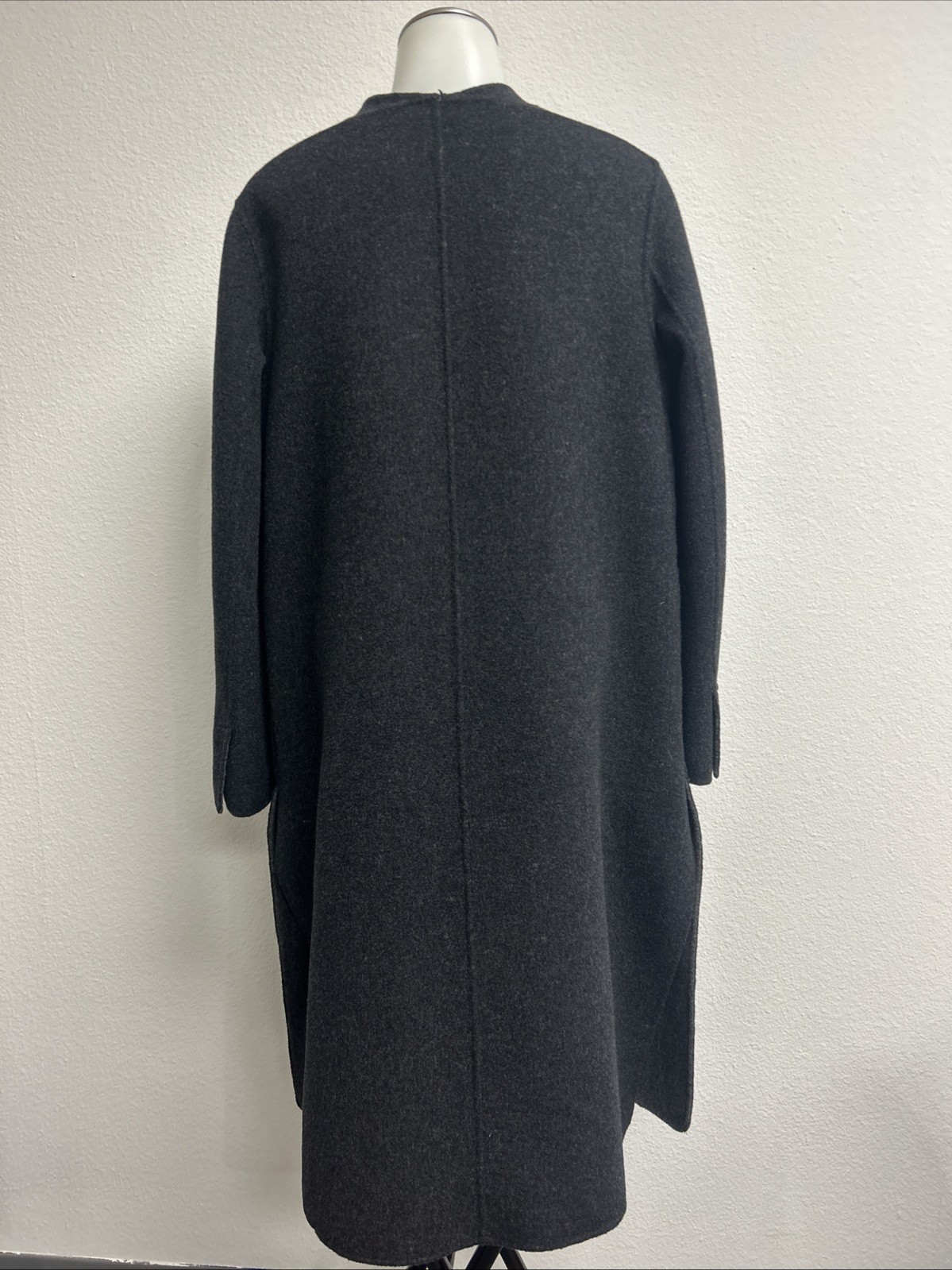 Vince Wool Blend Knee Length Shell Coat Dark Gray Size M NWOT