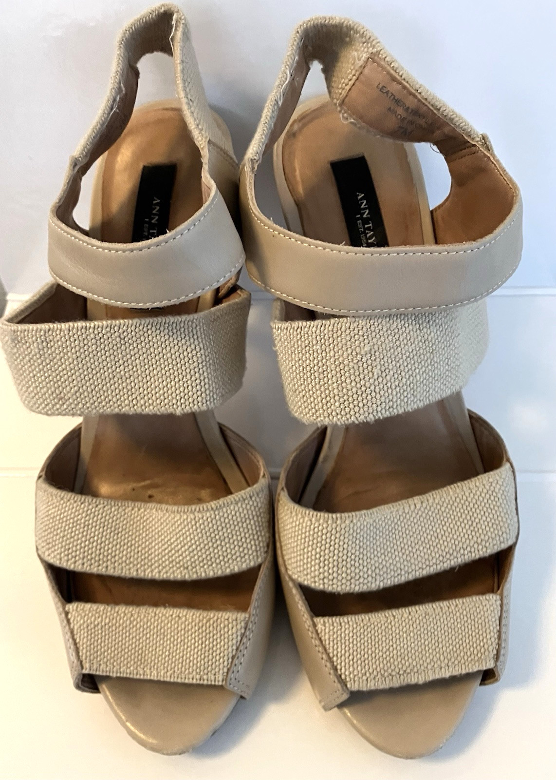 ANN TAYLOR shoes 7 stiletto Elastic Fabric & Leather