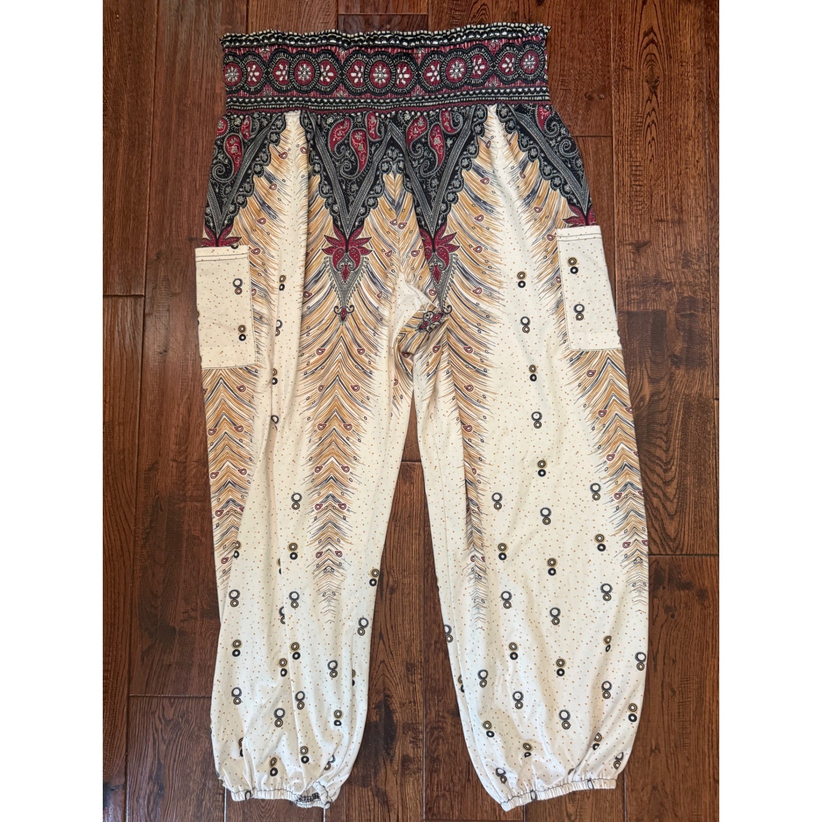 QIANXIZHAN Harem Pants Women 3XL Peacock Paisley Boho hippie Festival Joggers