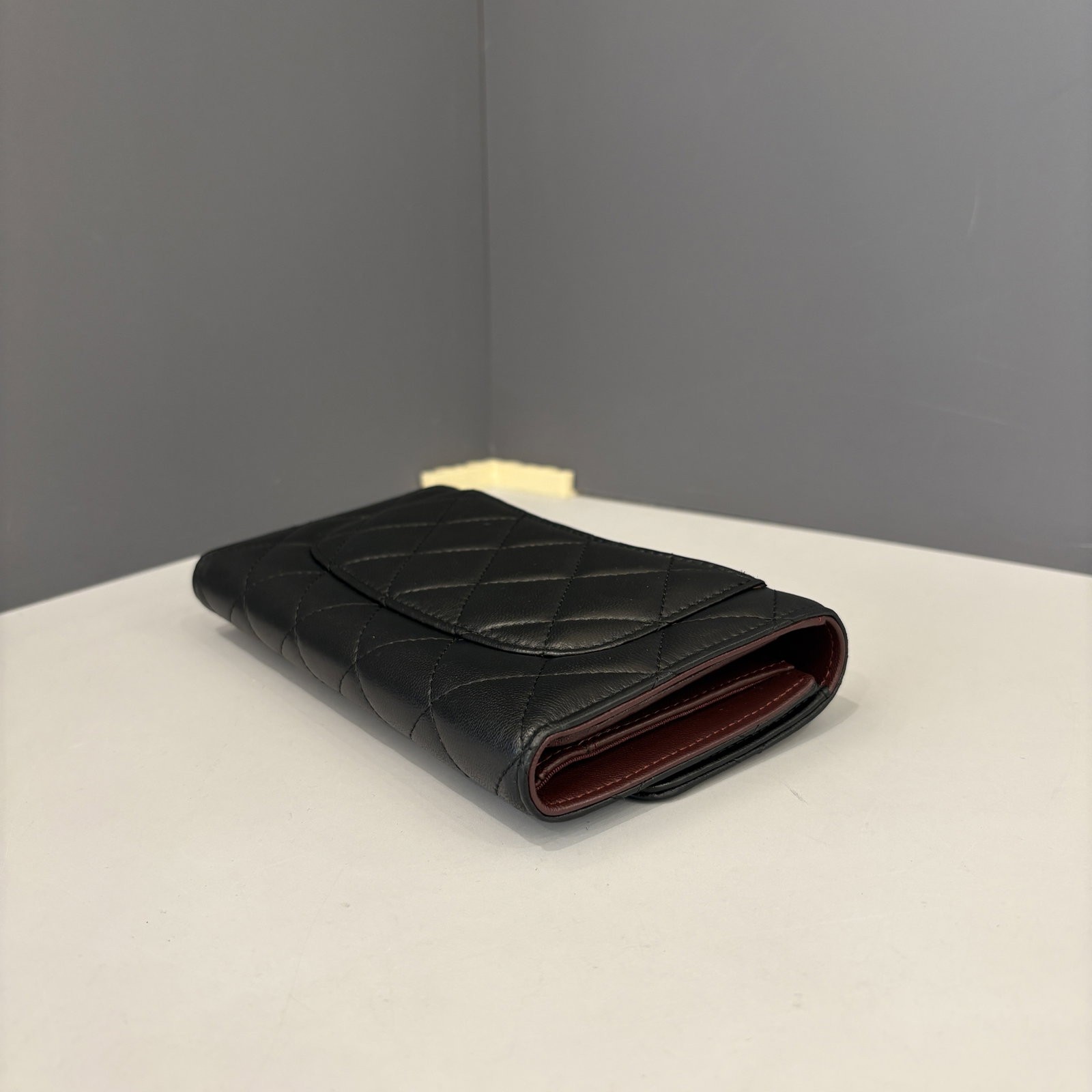 Chanel Classic Flap Continental Wallet Burgundy Black Lambskin (gv042426a1)
