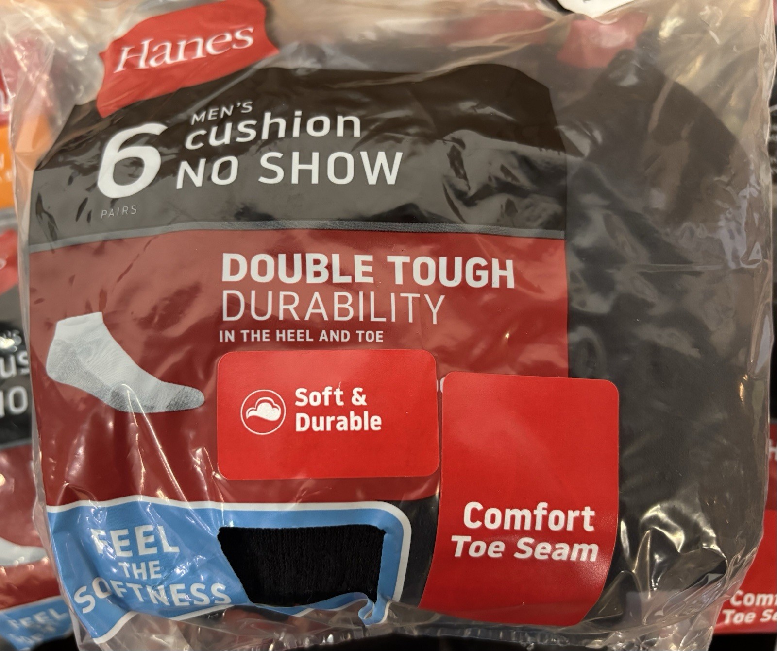 -30 PAIRS (6×5)- Size 12-14 Hanes “SLIGHTLY IMPERFECT” Cushion No Show Socks