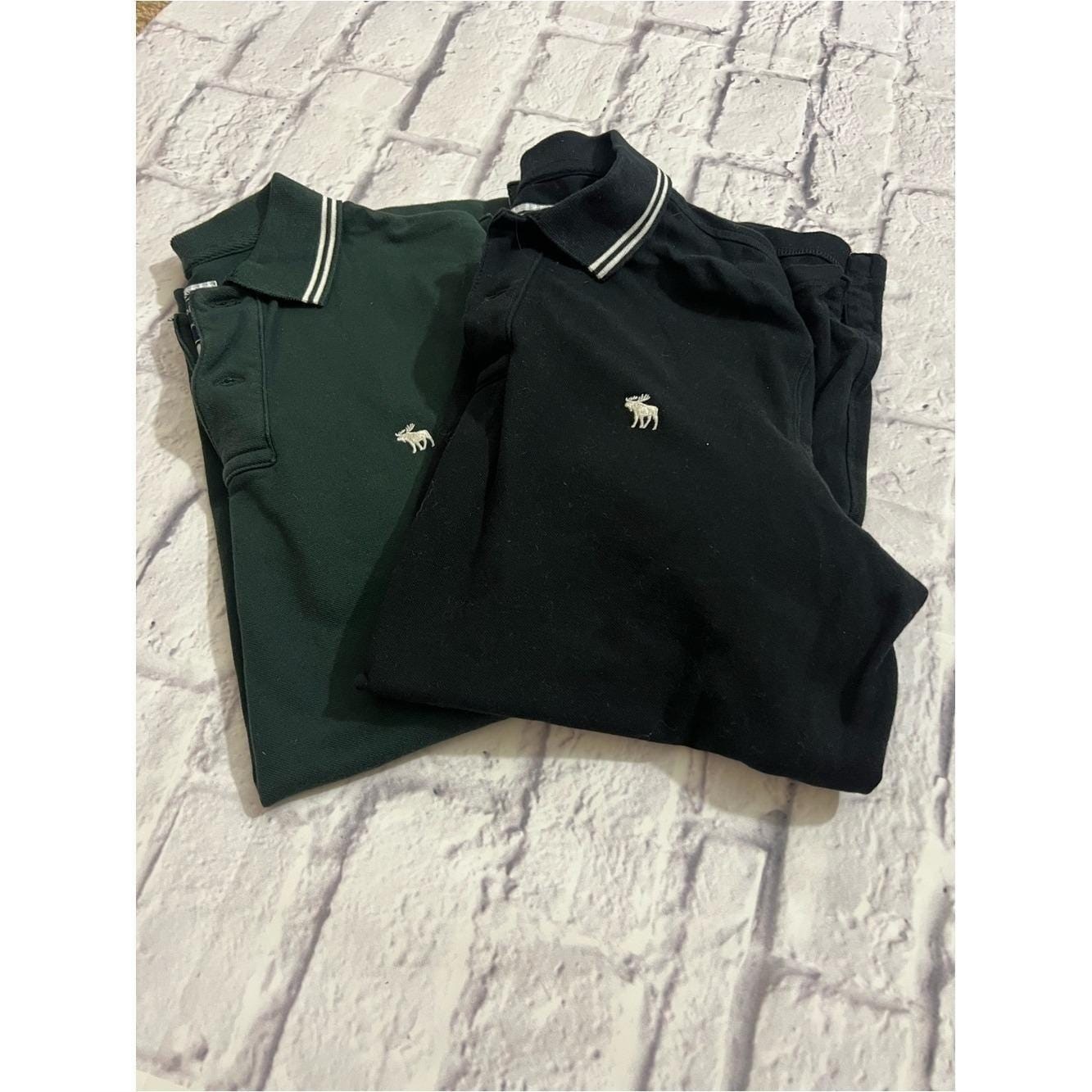 Abercrombie & Fitch Black and Forest Green Polo Pair
