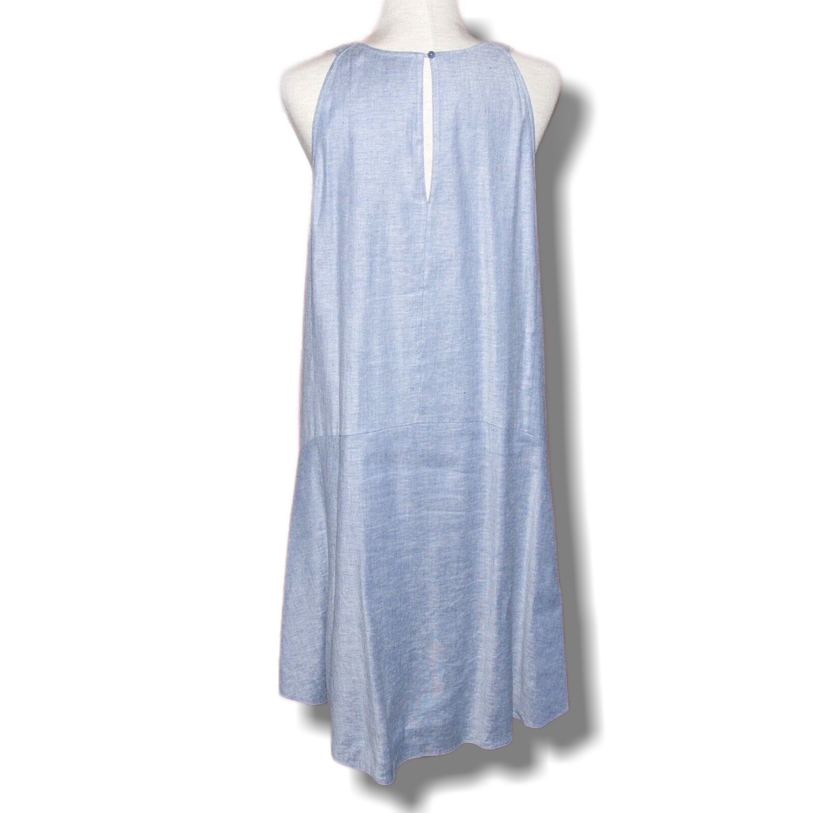 Theory sz 10 Alderdale Linen Blend Sleeveless Shift Dress Simple Blue Summer