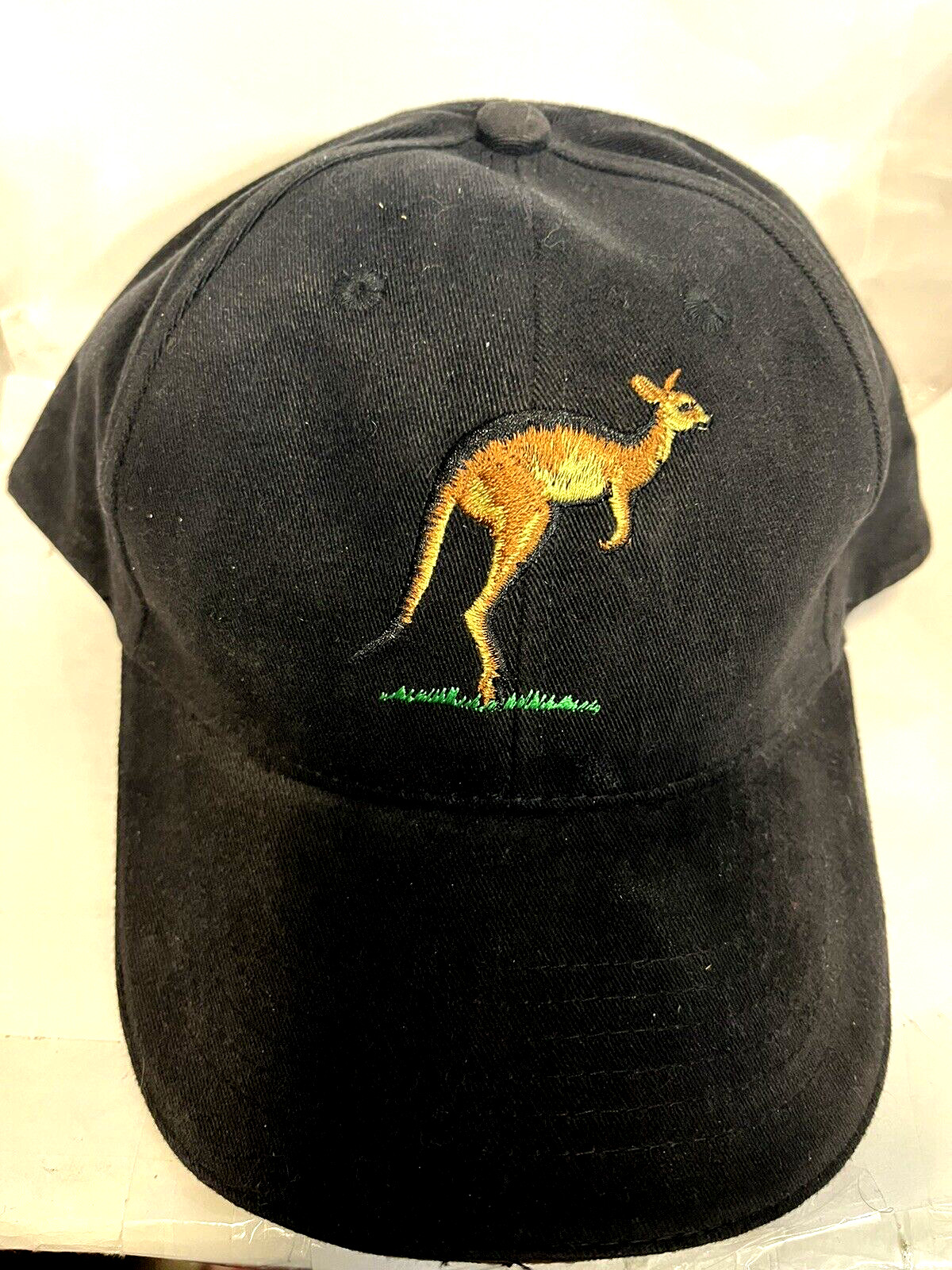 Kangaroo Cap Snapback Hat Black Embroidered Adjustable