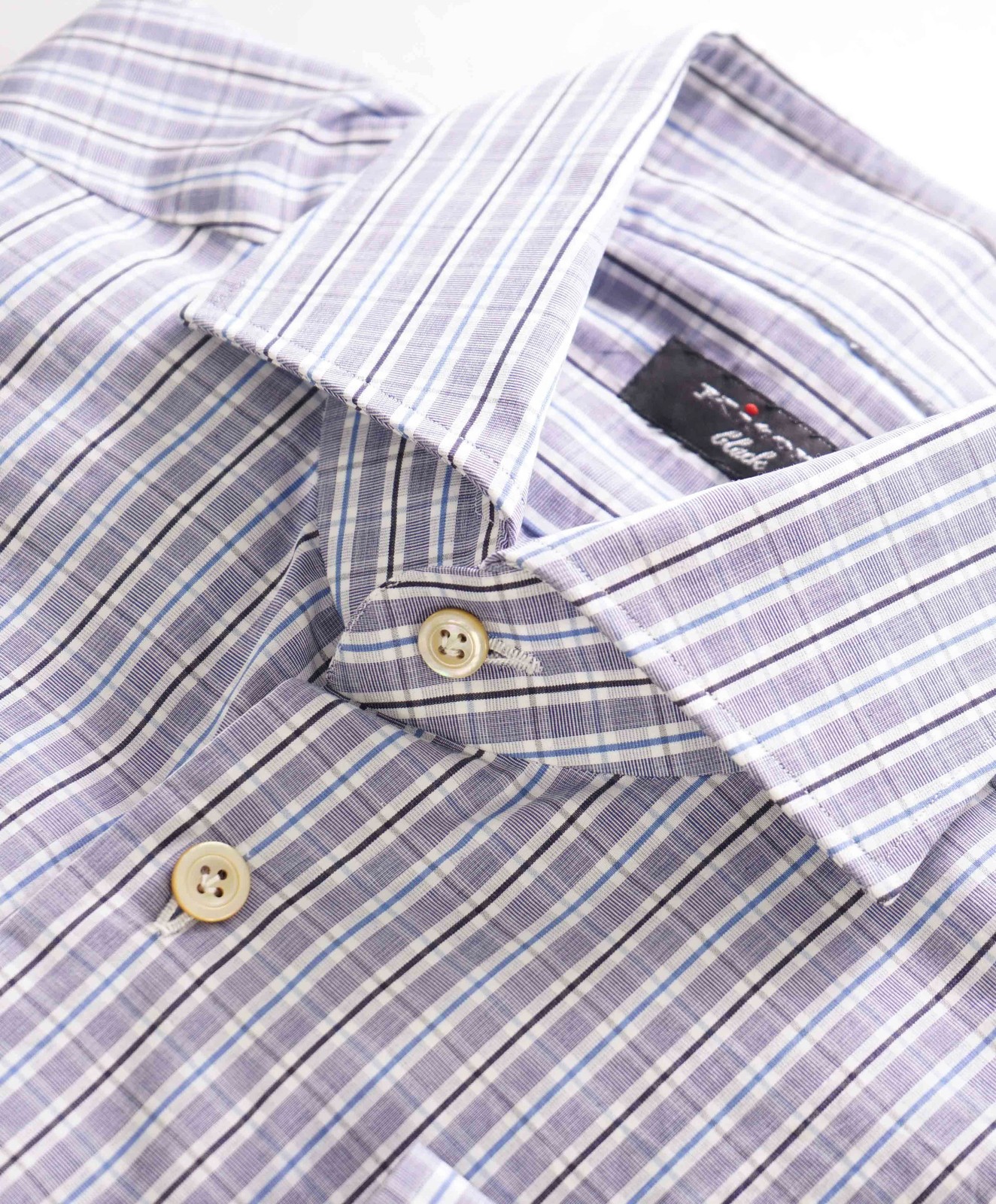 $995 KITON – BLACK Gray/Blue Check CUTAWAY Collar Button Down Shirt – 15.5 39