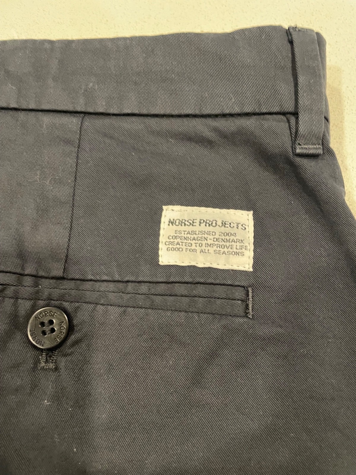 NEW Norse Projects Men’s Aros Slim Light Stretch Chinos 34W NEVER WORN Unhemmed