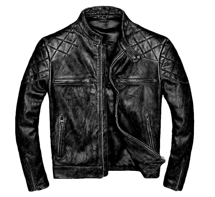 Cafe Racer Men’s Motorcycle Biker Style Black Jacket Leather Genuine Sheep skin