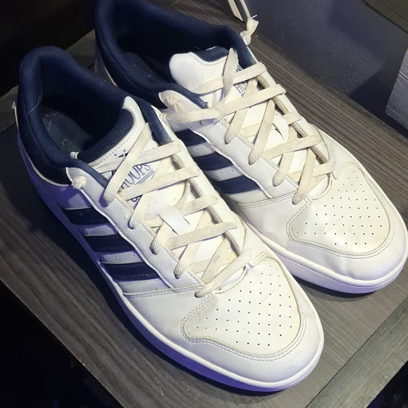 adidas Hoops Men’s Low Top Lace-Up Athletic Sneakers White/Blue