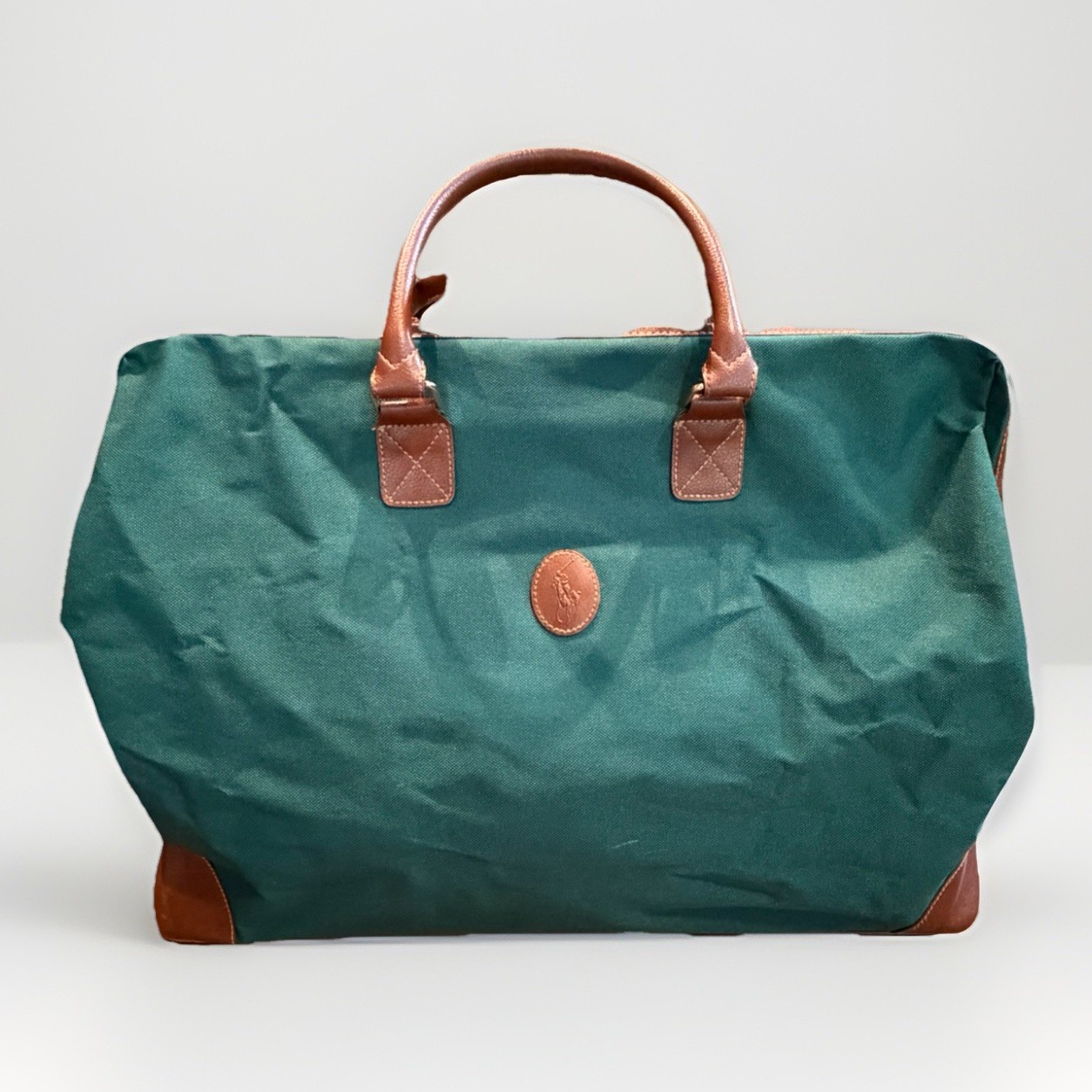 Vintage Ralph Lauren Weekender Duffle Bag 80’s-90’s Green Canvas Travel Tote