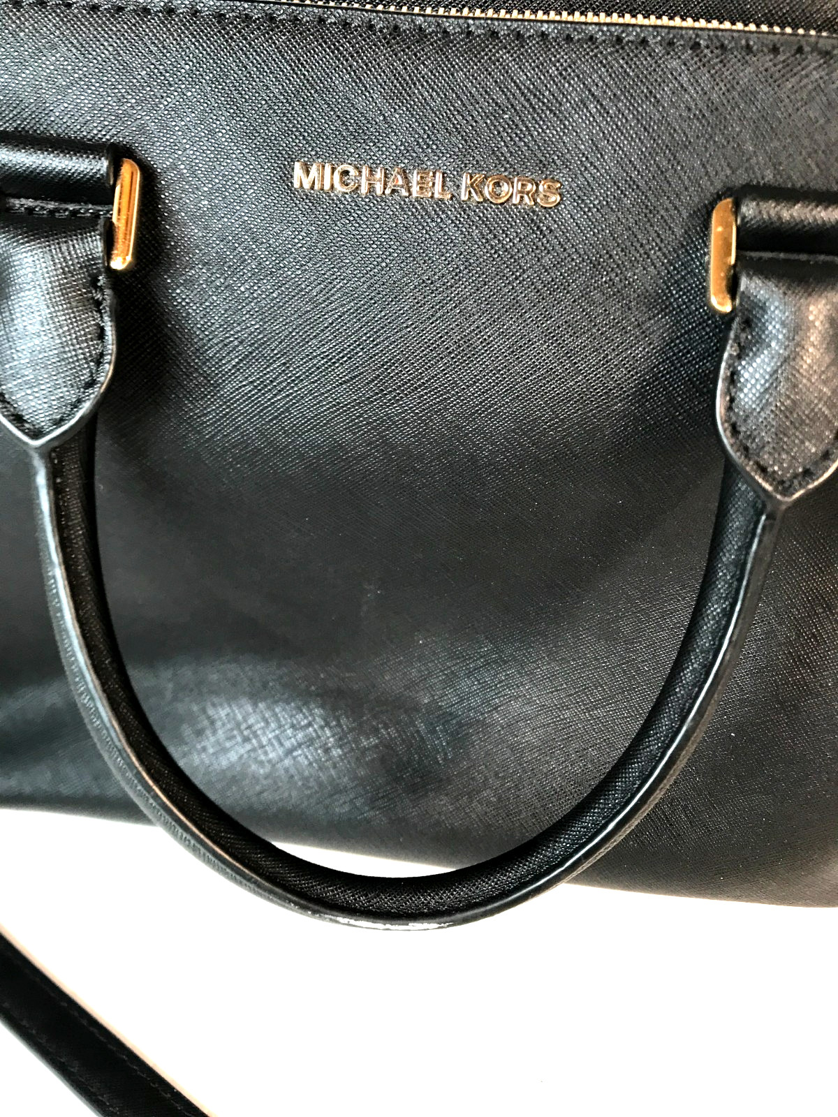 Michael Kors Savannah Large Saffiano Leather Satchel Black Crossbody Handbag