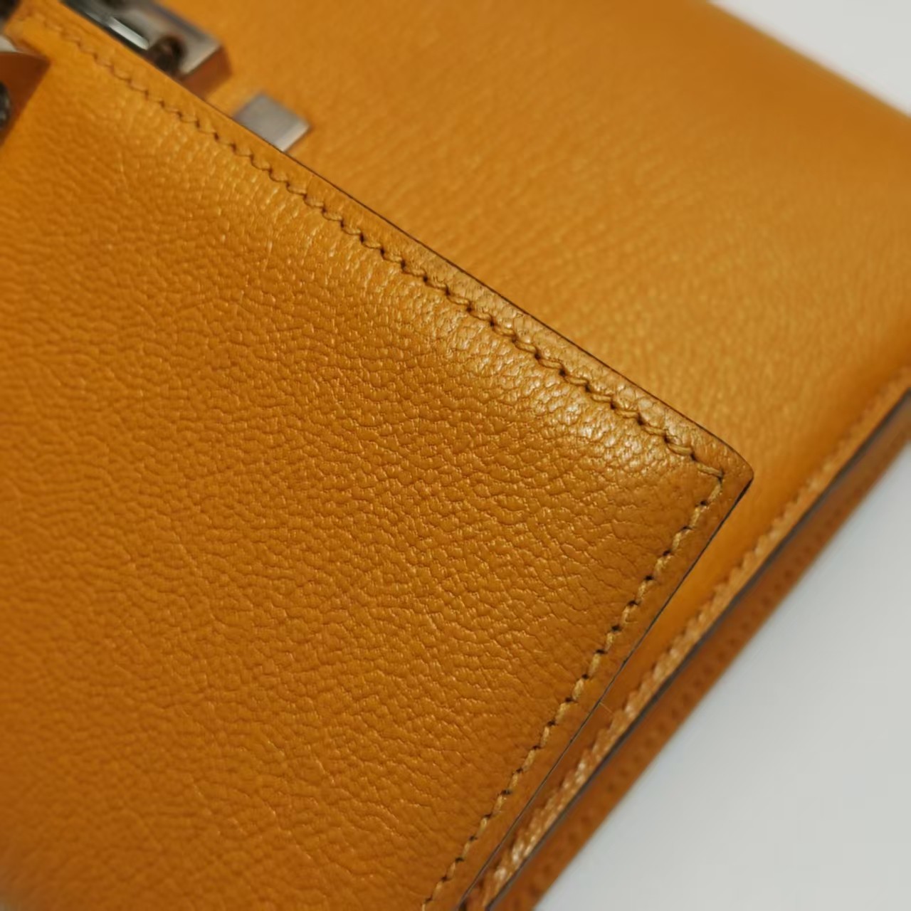 Hermes Verrou Mini 17 Chevre Mysore Soleil 9H Yellow Silver Hardware PHW Auth