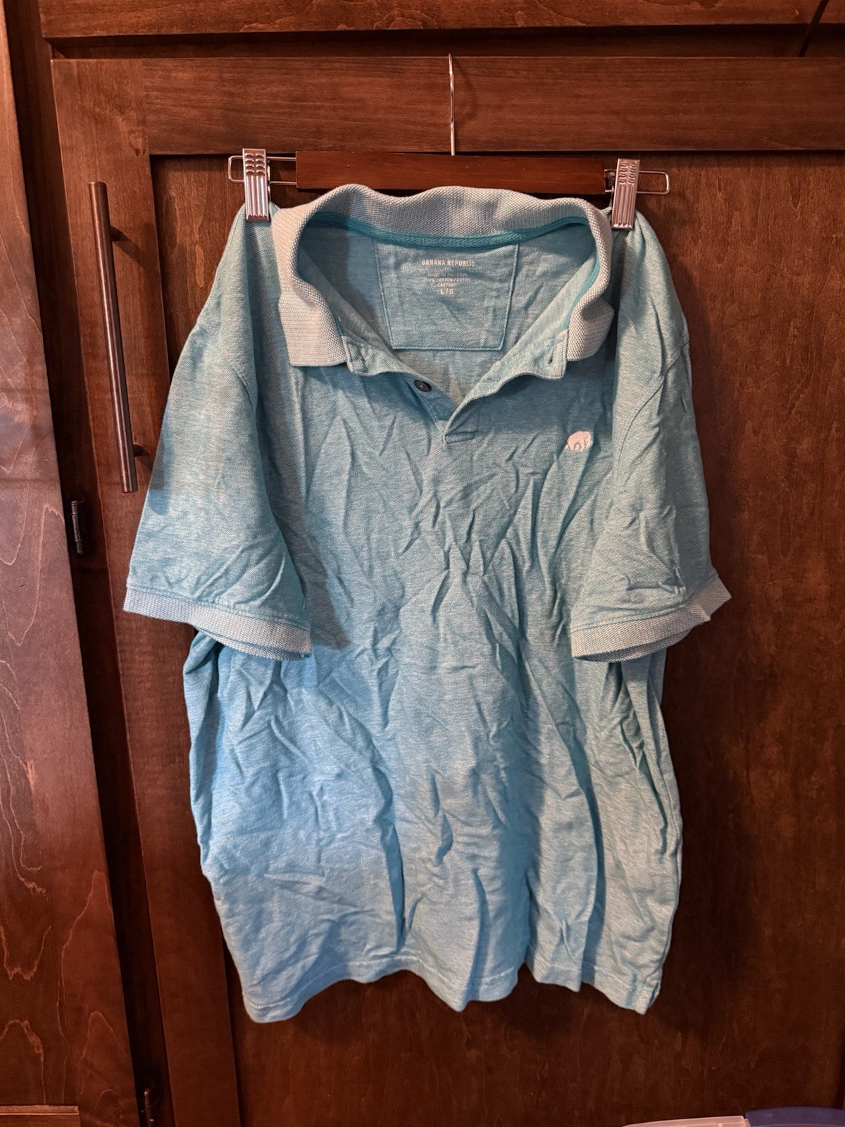 Banana Republic Polo Shirt with Elephant Logo Casual Cotton Men’s Large Blue