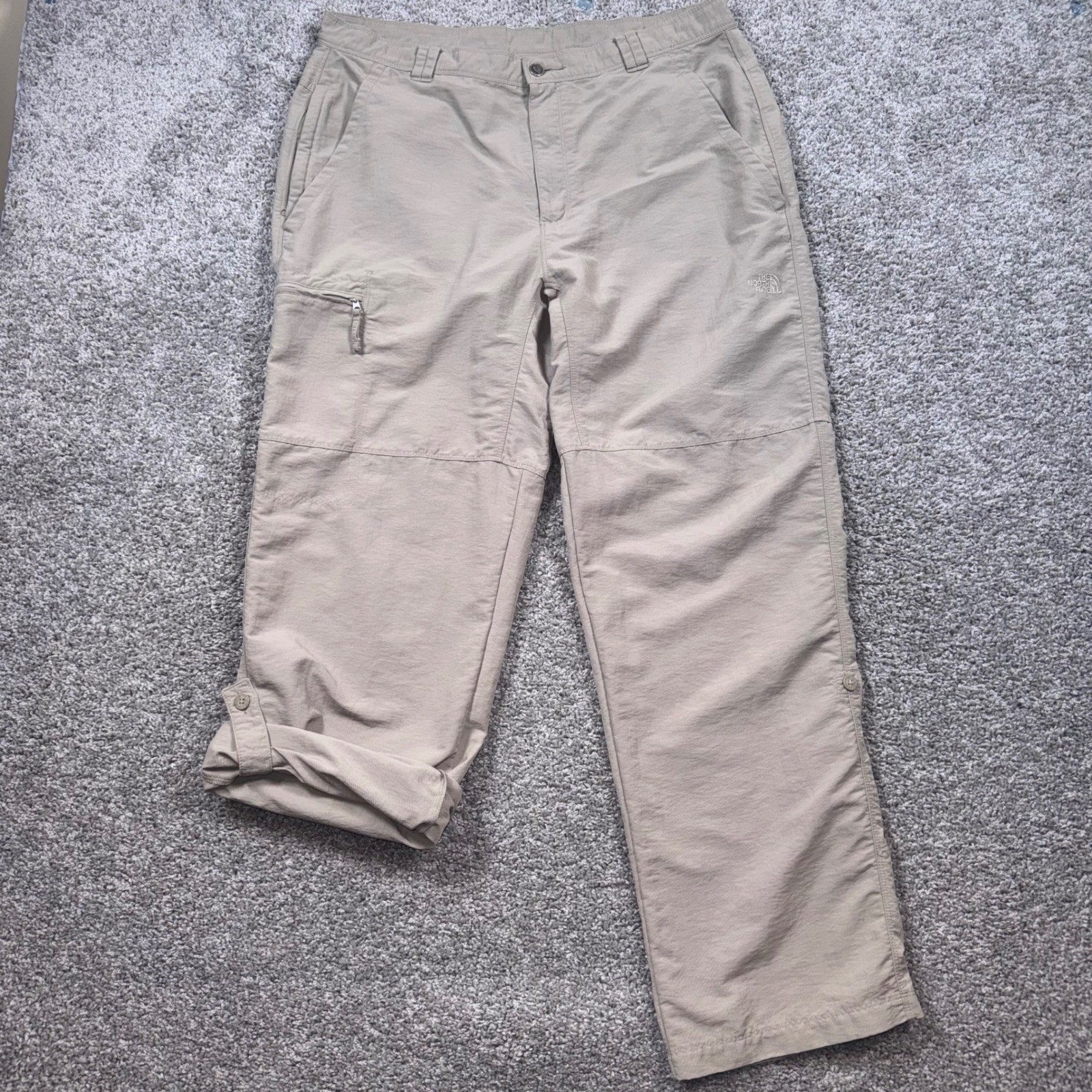 The North Face Horizon Roll-Up Pants Mens Hiking Khaki Tan 38×32 EXCELLENT
