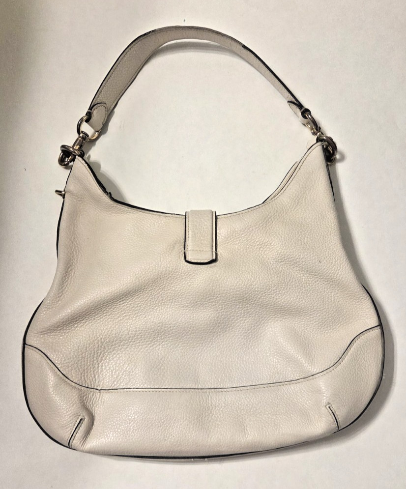 VTG COACH Amber Hobo F48635 Off White Pebbled Leather Shoulder Bag Made in Burma