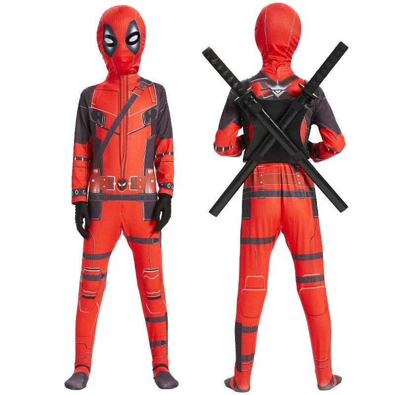 Deadpool Kids Cosplay Costume Superhero Jumpsuit
