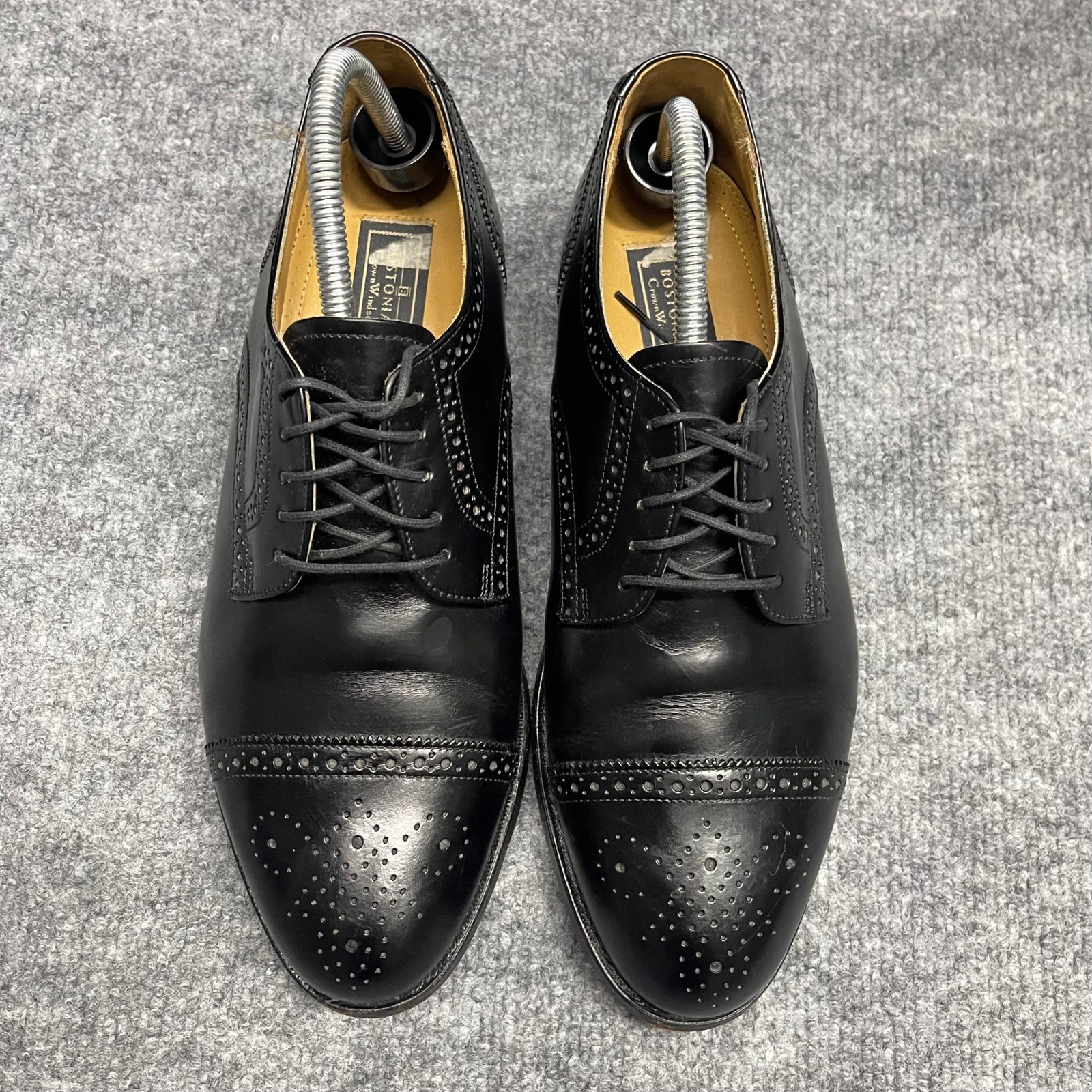 Bostonian Crown Shoes Size 9 D/B Windsor First Flex Black Leather Wingtip Brogue