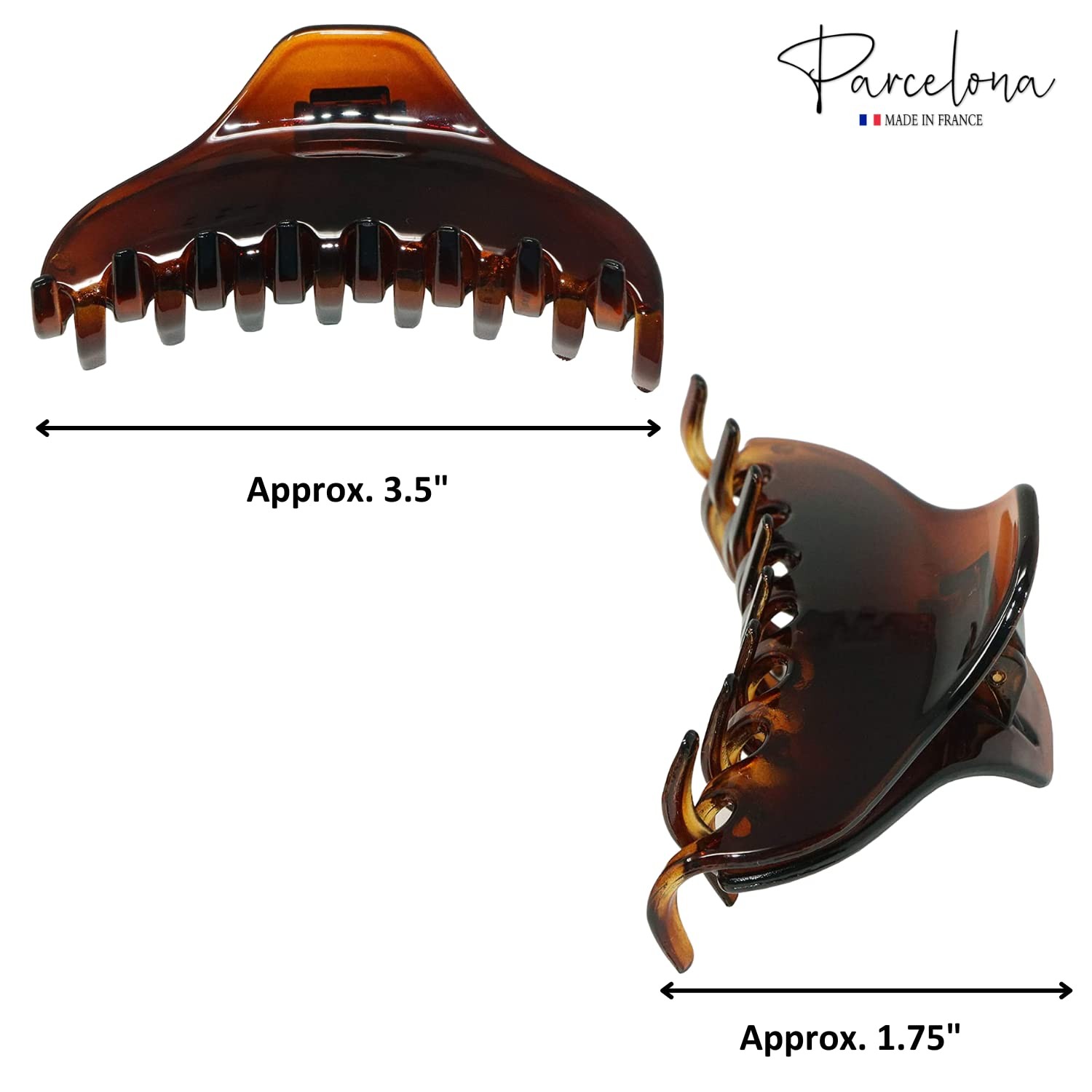 Parcelona French Boss Thin 3 1/2″ Medium Celluloid Jaw Hair Claw for Women