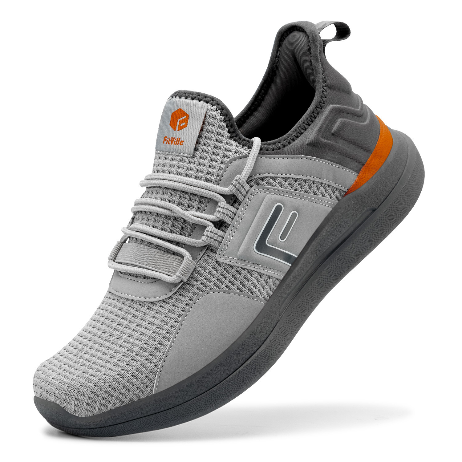 FitVille Men’s Running Walking Shoes Extra Wide Athletic Trainers Sneakers Gray