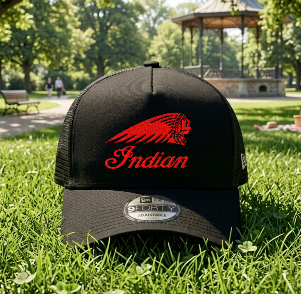 Indian Motorcycle Trucker Hat Embroidered Mesh Back Adjustable Snapback Cap