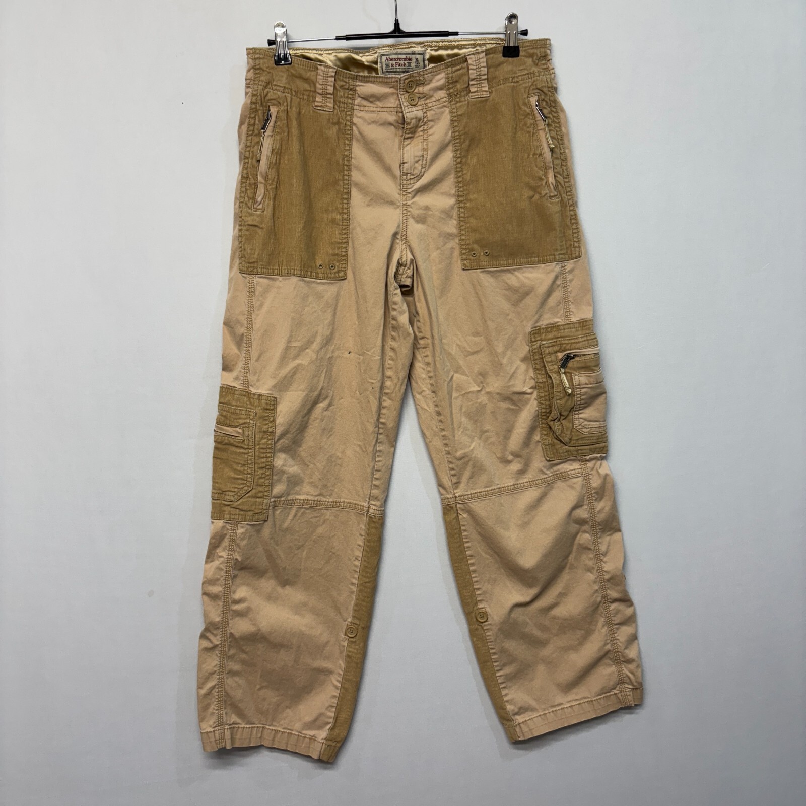 Vintage Abercrombie & Fitch Women Y2K Cargo Pants Size 12 Baggy Grunge C002 -8