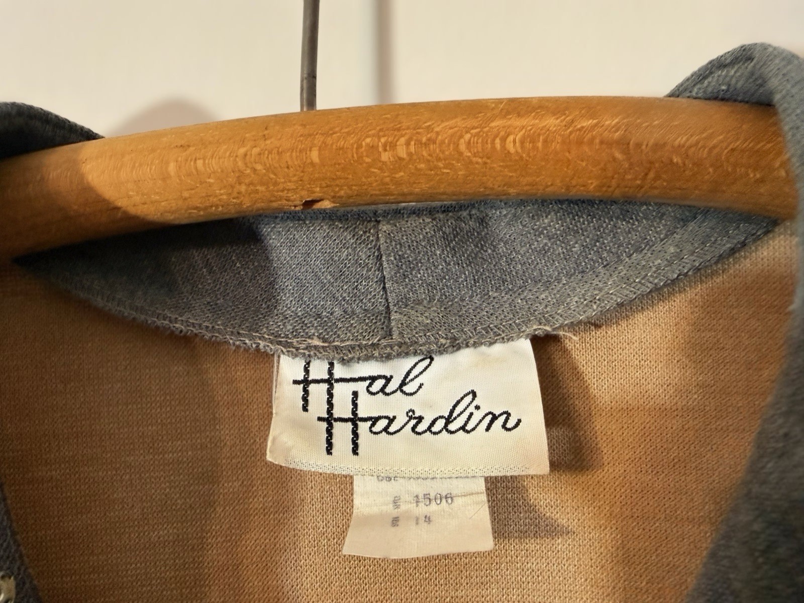 Vintage Hal Hardin Tan Shift Dress Slate Gray Collar Mod Women’s Size 14