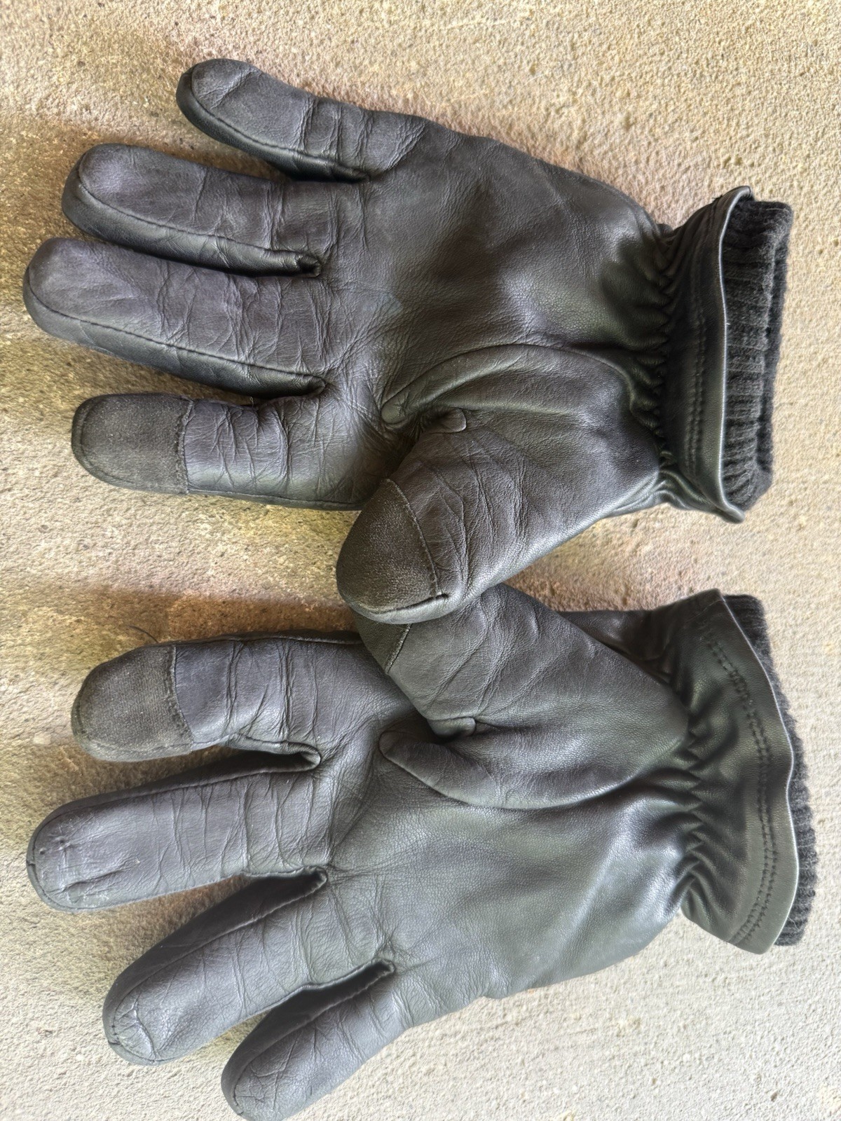 HESTRA Mens Black JOHN Insulated Ribbed Cuff Leather Gloves 9