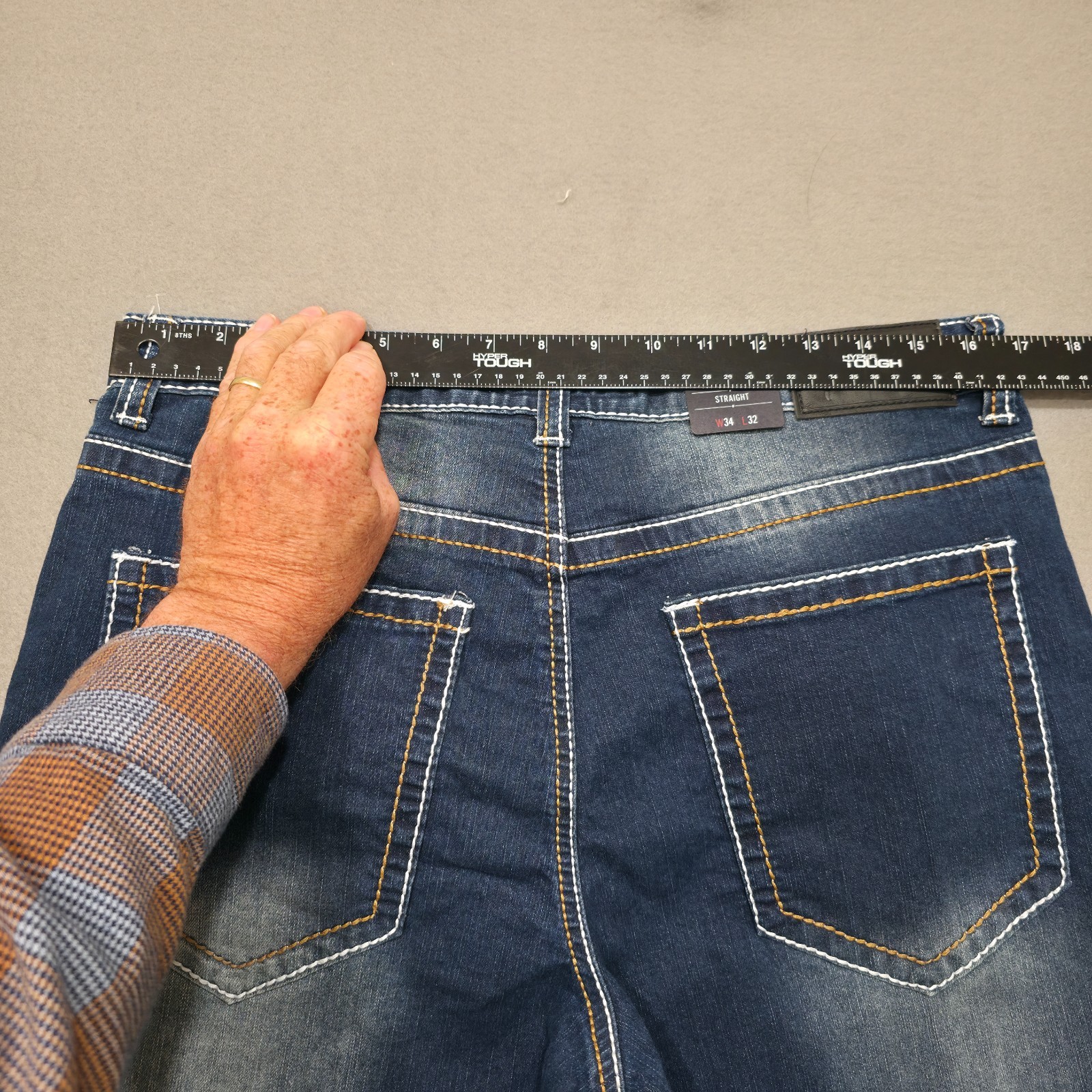 True Luck Men’s Stretch Straight Denim Blue Jeans Size 34×33.5 NWT