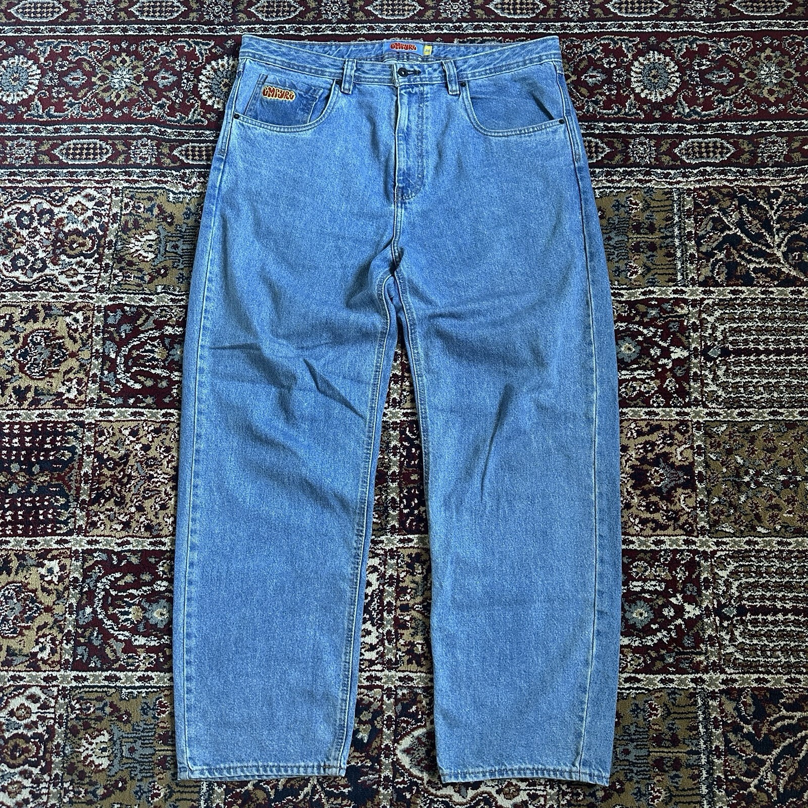 Empyre Mens Skate Jeans Size 40 Blue Loose Fit Light Wash Denim Baggy Streetwear
