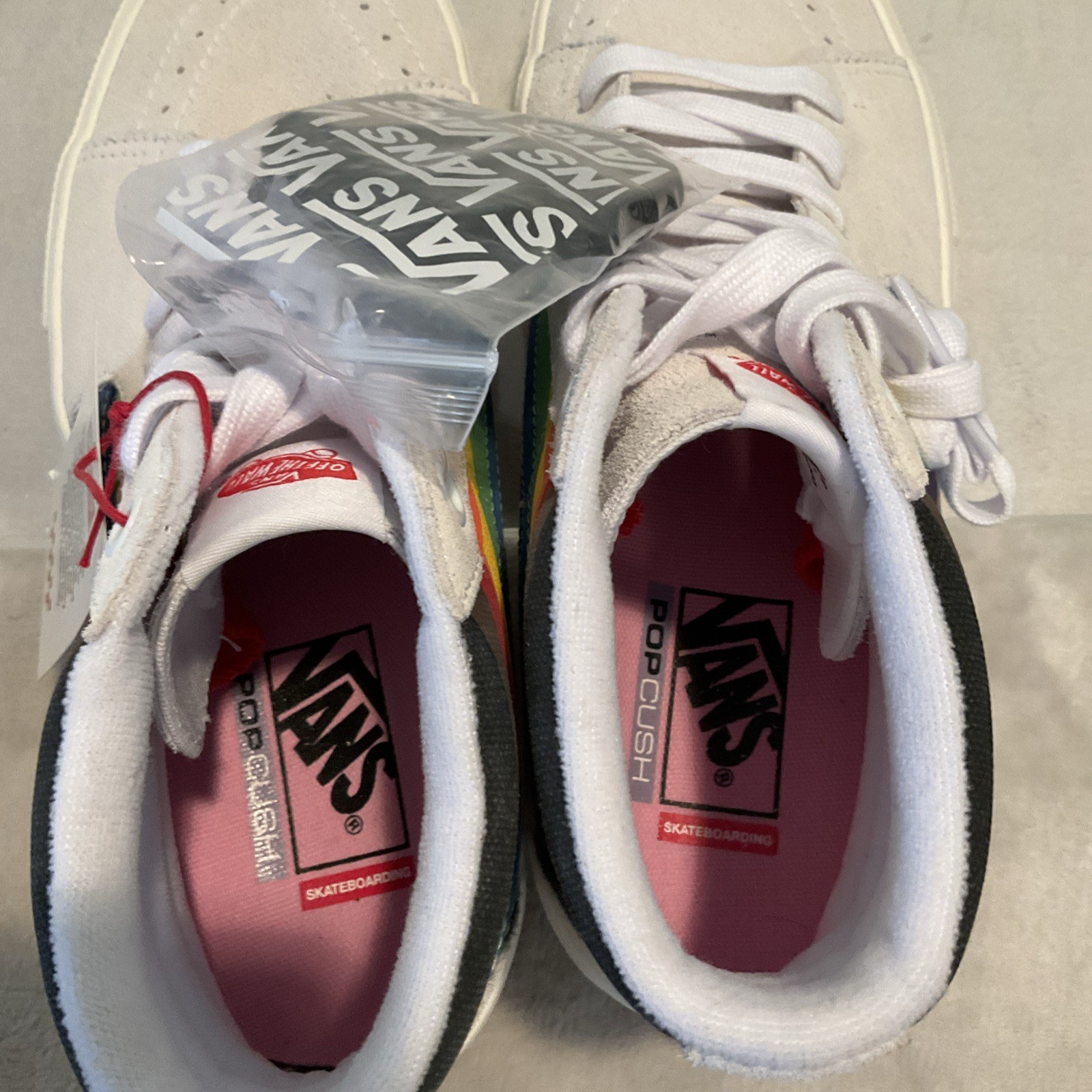 Vans Skate Sk8-Hi Pride White Rainbow Classic Shoe Mens Size 9 Women 10.5 NEW