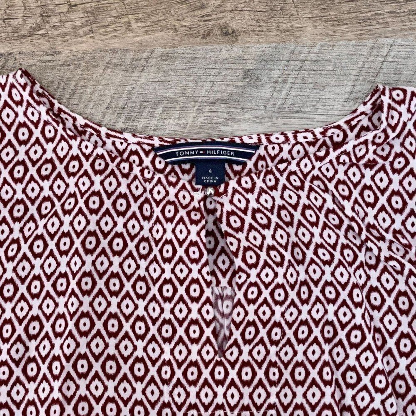 Tommy Hilfiger Geometric Print Keyhole Neck Blouse 4