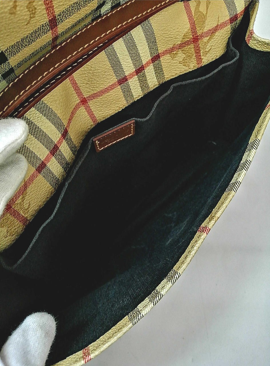 BURBERRY Check Pattern Clutch Bag 10.6 inch