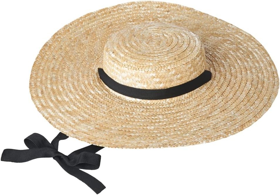 Colonial Hat Tan Wide Brim Straw Fancy Dress Halloween Adult Costume Accessory