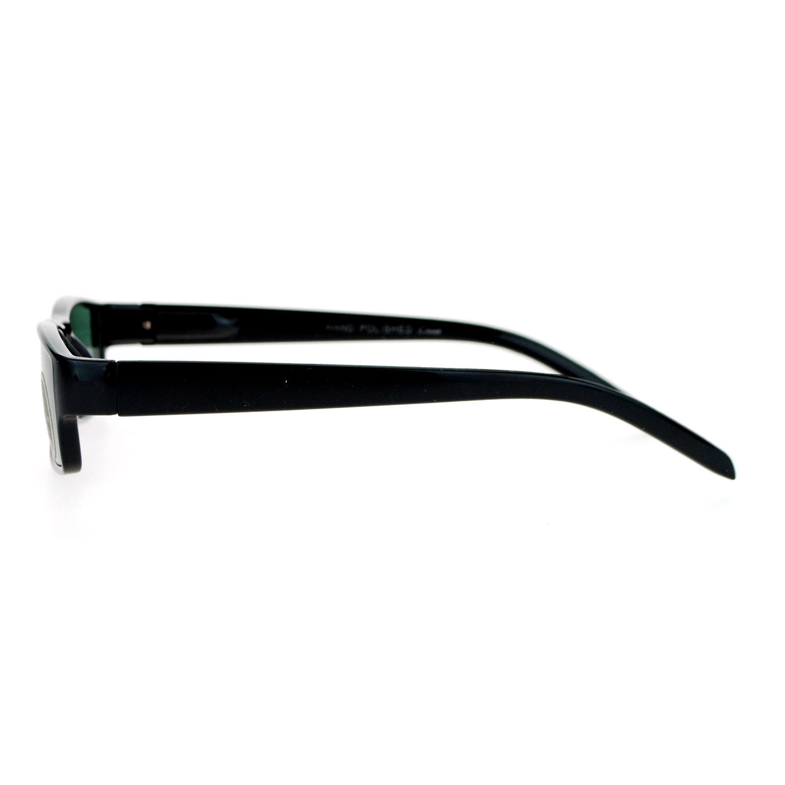 Mens Glass Lens Narrow Rectangular Plastic Spring Hinge Sunglasses
