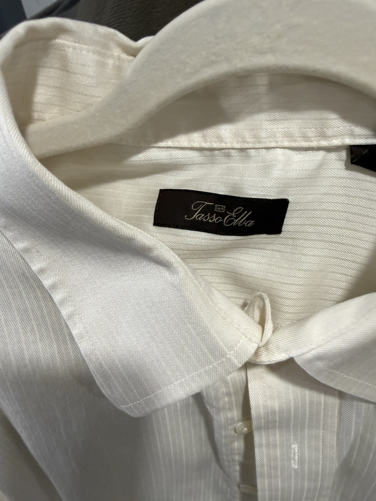 Tasso Elba Mens Double Diamond Button Down Dress Shirt, ivory , 17 1/2 Neck